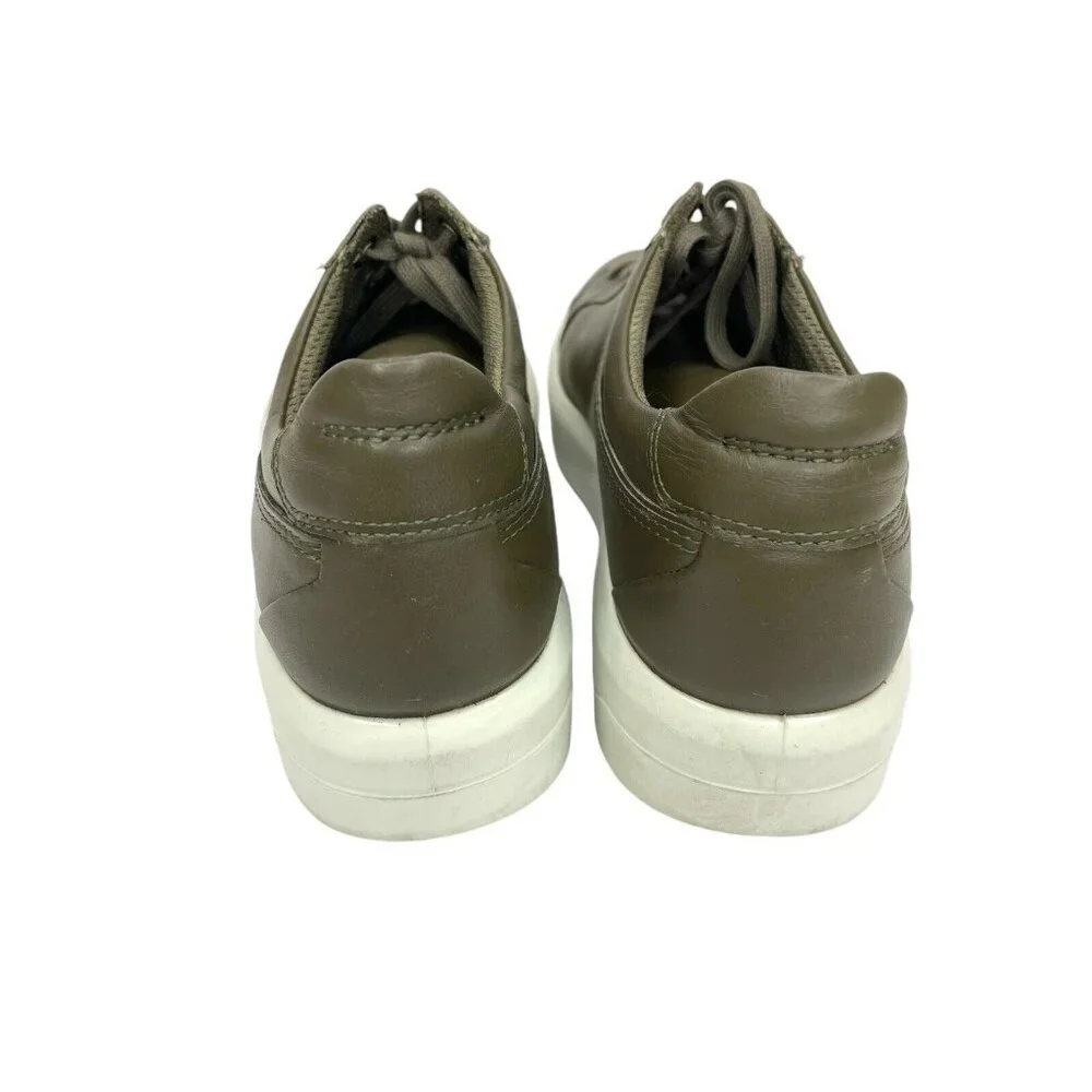 ECCO Soft 9 II Sneakers Leather Tarmac Olive Green SZ 39 EU 8-8.5 US